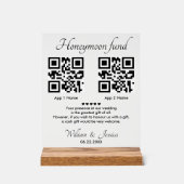 Honeymoon Fonds Met 2 QR Code Acryl Bord (Voorkant)