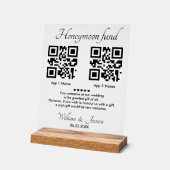 Honeymoon Fonds Met 2 QR Code Acryl Bord (Hoek)