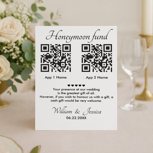 Honeymoon Fonds Met 2 QR Code En Foto Kaart