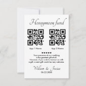Honeymoon Fonds Met 2 QR Code En Foto Kaart (Voorkant)
