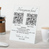 Honeymoon-fonds met 2 QR-code Reclamebord Met Voetstuk (Insitu)