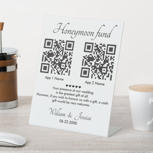 Honeymoon-fonds met 2 QR-code Reclamebord Met Voetstuk (Insitu)