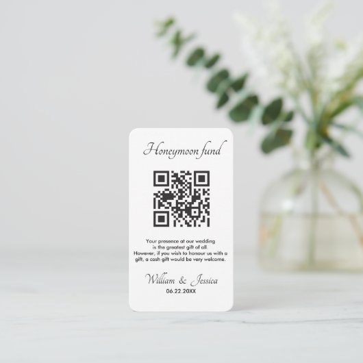 Honeymoon Fonds met QR-code en foto's Informatiekaartje (Staand voorkant)