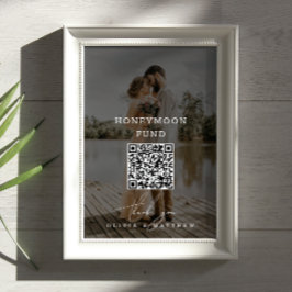 Honeymoon Fonds. Minimalistische QR-code foto brui Poster