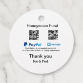 Honeymoon Fonds PayPal Venmo QR code bedankt Bedankjes Labels (Achterkant)