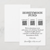 Honeymoon Fonds QR Code Bijlagekaart Informatiekaartje (Voorkant / Achterkant)