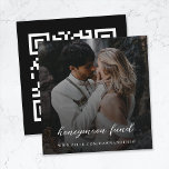 Honeymoon Fonds | QR Code Elegant Photo Wedding Informatiekaartje<br><div class="desc">Eenvoudige, stijlvolle, leuke foto-omhullingskaart voor bruiloft op huwelijksreis in een moderne, minimalistische ontwerpstijl met een elegante natuurlijke scripttypografie in klassiek zwart-wit, met een informeel handschrift. Het ontwerp kan eenvoudig worden gepersonaliseerd met je titel, betaalwebsite (PayPal, venmo, Zelle, enz.), een scannbare QR-code en foto voor een uniek huwelijksontwerp. Het getoonde afbeelding...</div>