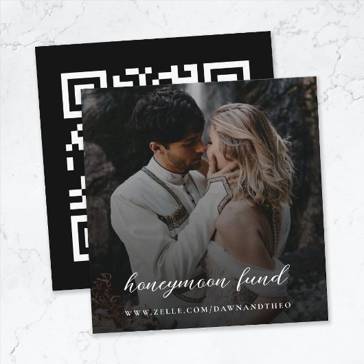 Honeymoon Fonds | QR Code Elegant Photo Wedding Informatiekaartje