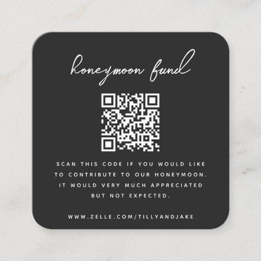 Honeymoon Fonds | QR-code Griffie van het bruiloft Informatiekaartje (Voorkant)