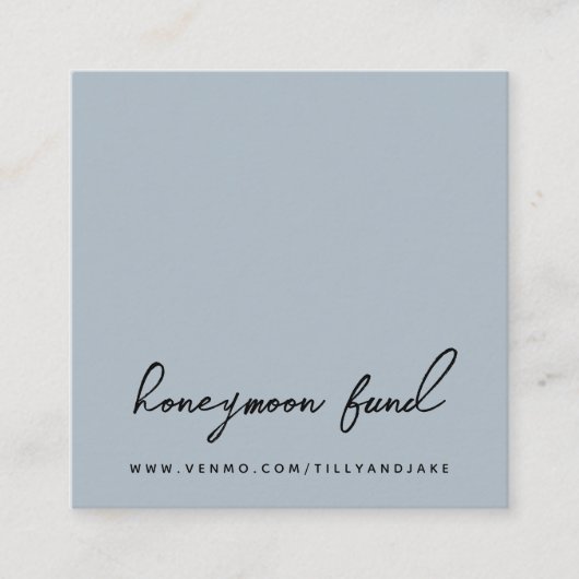 Honeymoon Fonds | QR-code Modern bruiloft Blue Gre Informatiekaartje (Voorkant)