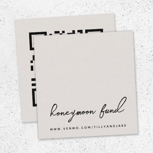 Honeymoon Fonds | QR-code voor digitaal weddenscha Informatiekaartje
