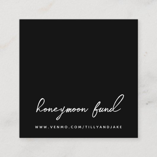 Honeymoon Fonds | QR Code Weddenschap Black Informatiekaartje (Voorkant)