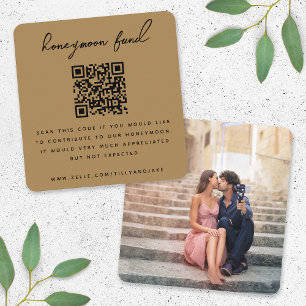 Honeymoon Fonds   QR Code Weduwregister Gold Informatiekaartje
