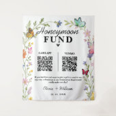 Honeymoon Fonds QR Code Wildflower Boho Wandtapijt Wandkleed (Voorkant)