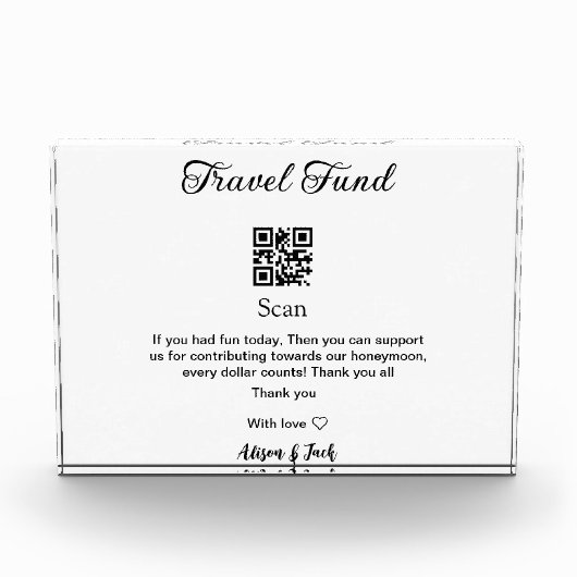 Honeymoon fonds scan QR-code naam toevoegen  Fotoblokken (Voorkant)