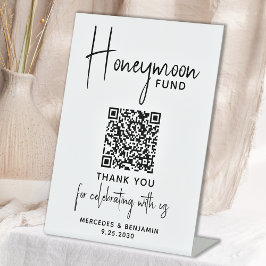 Honeymoon Fund Cash Gift Calligraphy Wedding Reclamebord Met Voetstuk