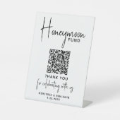 Honeymoon Fund Cash Gift Calligraphy Wedding Reclamebord Met Voetstuk (Voorkant)