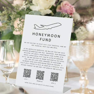 Honeymoon Fund Digital QR Code 2 Apps & Website Reclamebord Met Voetstuk