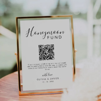 Honeymoon Fund Elegante Kalligrafie QR Code Sign Kaart