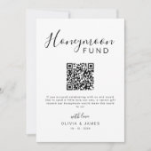 Honeymoon Fund Elegante Kalligrafie QR Code Sign Kaart (Voorkant)
