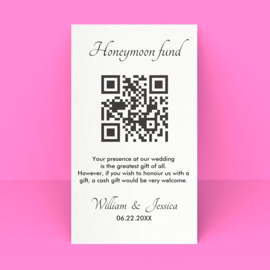 Honeymoon Fund met QR Code Enclosure Kaart