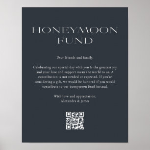 Honeymoon Fund Minimal Dark Grey Wishing Good Poster