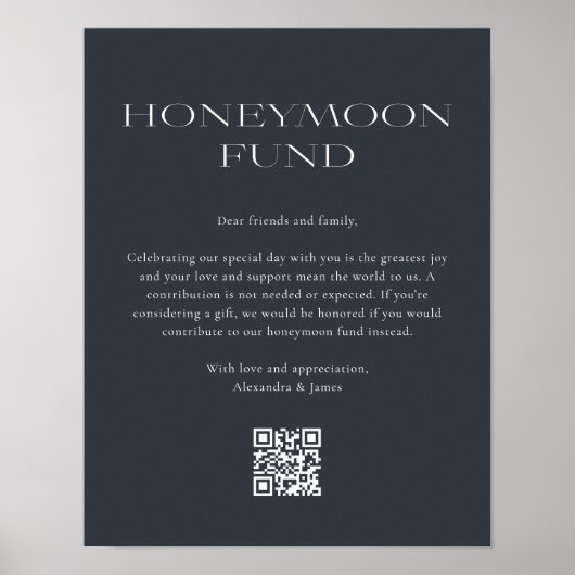 Honeymoon Fund Minimal Dark Grey Wishing Good Poster (Voorkant)