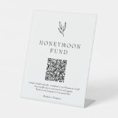 Honeymoon Fund Minimalist Botanical Wedding  Reclamebord Met Voetstuk (Voorkant)