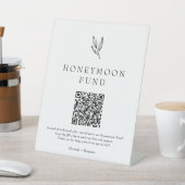 Honeymoon Fund Minimalist Botanical Wedding  Reclamebord Met Voetstuk (Insitu)