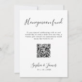 Honeymoon Fund Minimalist Wedding QR Code Sign Kaart (Voorkant)