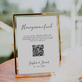Honeymoon Fund Minimalist Wedding QR Code Sign Kaart