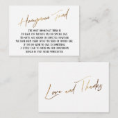 Honeymoon Fund Modern Gold Handwriting Wedding Informatiekaartje (Voorkant / Achterkant)