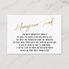 Honeymoon Fund Modern Gold Handwriting Wedding Informatiekaartje