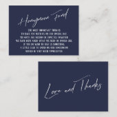 Honeymoon Fund Modern Handschrift Navy Blue Informatiekaartje (Voorkant / Achterkant)