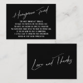 Honeymoon Fund Modern Handwriting Black & White Informatiekaartje (Voorkant / Achterkant)