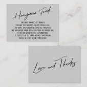 Honeymoon Fund Modern Handwriting Light Grey Informatiekaartje (Voorkant / Achterkant)