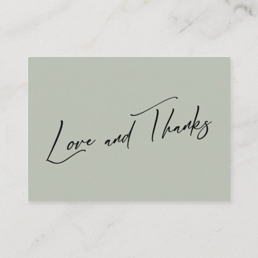 Honeymoon Fund Modern Handwriting Sage Green Informatiekaartje (Achterkant)