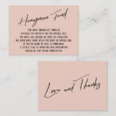 Honeymoon Fund Modern Handwriting Simple Blush Informatiekaartje (Voorkant / Achterkant)