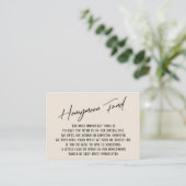 Honeymoon Fund Modern Handwriting Simple Cream Informatiekaartje (Staand voorkant)