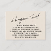 Honeymoon Fund Modern Handwriting Simple Cream Informatiekaartje (Voorkant)