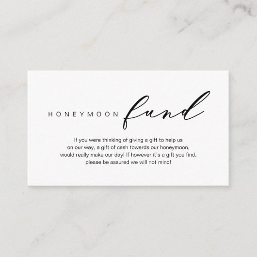 Honeymoon Fund, modern romantisch ontwerp Informatiekaartje (Voorkant)