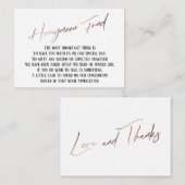 Honeymoon Fund Modern Roos Gold Handwriting Informatiekaartje (Voorkant / Achterkant)