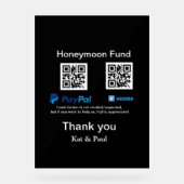 Honeymoon Fund PayPal Venmo QR code bedankt Acryl Bord (Voorkant)