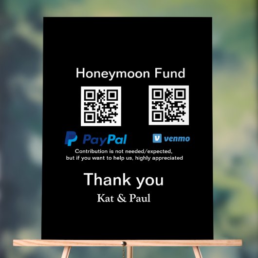 Honeymoon Fund PayPal Venmo QR code bedankt Acryl Bord (Neutraal)