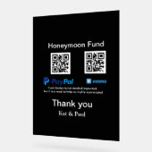 Honeymoon Fund PayPal Venmo QR code bedankt Acryl Bord (Hoek)