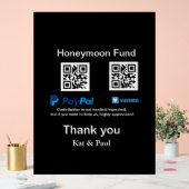Honeymoon Fund PayPal Venmo QR code bedankt Acryl Bord (Huwelijk)
