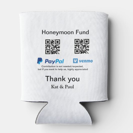 Honeymoon Fund PayPal Venmo QR code bedankt Blikjeskoeler (Achterkant)