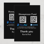 Honeymoon Fund PayPal Venmo QR code bedankt Feestdagenkaart (Voorkant / Achterkant)
