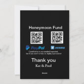Honeymoon Fund PayPal Venmo QR code bedankt Feestdagenkaart (Achterkant)