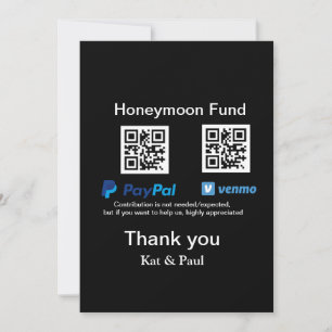Honeymoon Fund PayPal Venmo QR code bedankt Feestdagenkaart